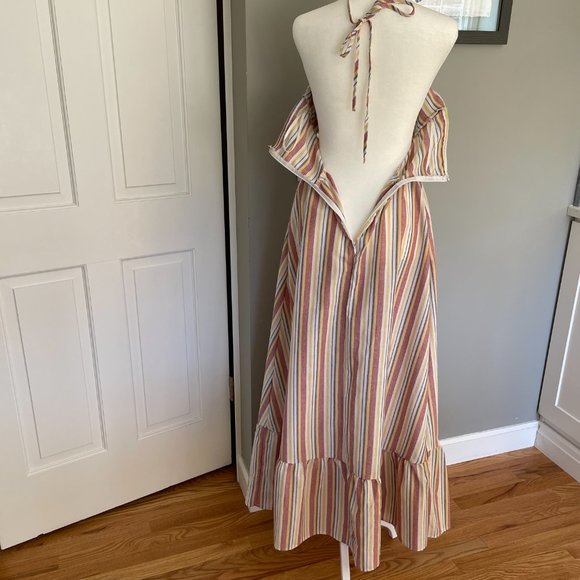 SHEIN VCAY Cutout Detail Striped Ruffle Hem Halter Dress Multicolor Size XS - Picture 4 of 12